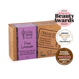 Little Soap Company Organic Soap Bar - Vegan, Cruelty Free, No SLS or Parabens, with English Lavender, Natural, & Eco Friendly, Body, Face & Hand Bar of Soap (110g)