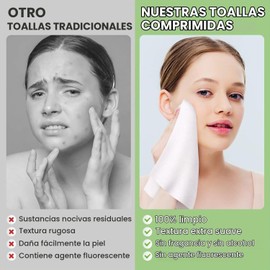 Toallas Desmaquillantes Facial Desechables Comprimidas Grandes, Mini Paños Biodegradables para Toallitas Quitar Maquillaje Kit de Viaje para Travel Essentials,Belleza Salón(50 Unidad Verde)