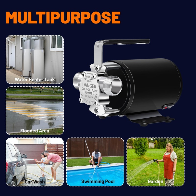 Smartbot 12 Volt 330 GPH Utility Transfer Pump - Portable