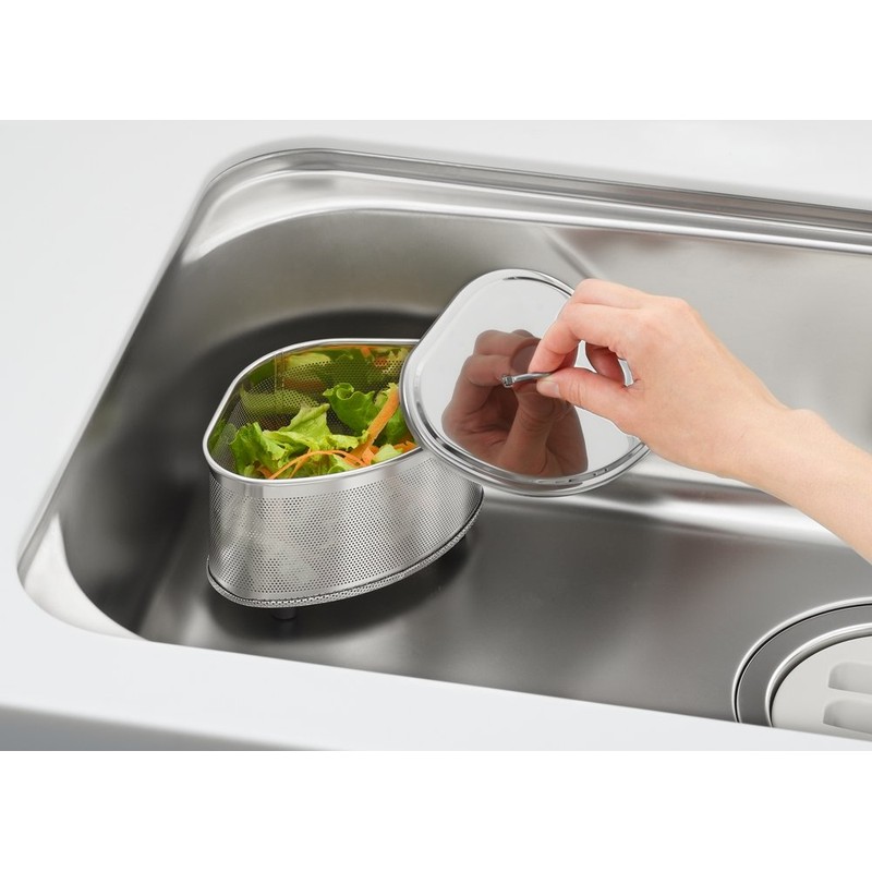 Yoshikawa SJ2430 Triangle Corner with Lid, Punching, Stainless Steel, Silver,