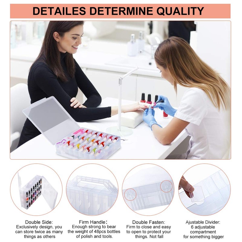 SUBAY Portable Nail Polish Organizer, Clear Double Side Nail Polish