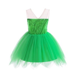 Lito Angels Tinkerbell Costume Green Fairy Dress Fancy Dress with Butterfly Wings for Girls Children Size 8-9 Years 134