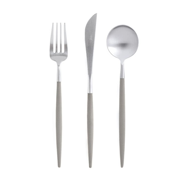 Authentic Cutipol GOA Warm Grey/Matte Silver Dinner (Knife, Fork, Spoon) Set of 3