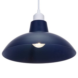 Industrial Retro Designed Matt Midnight Navy Blue Curved Metal Ceiling Pendant Light Shade | 60w Maximum | 29cm Diameter by Happy Homewares