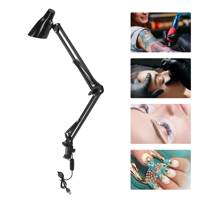Swing Arm Desk Light with Clamp USB 3 Lighting 10