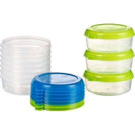 Kigima Freezer Containers 6 x 1 L Square Green & Blue - Storage Jars with Lid Airtight - Transparent Food Storage Containers - Kitchen Storage Box for Mealprep & Organisation - Austrian Quality