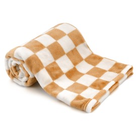 Plush Checkered Baby Blanket for Boys Girls Nursery, 30"*40" Warm Short Fleece Blanket Neutral for Infant Newborn, Small Fuzzy Blanket for Sleeping, Chenille Baby Blanket for Stroller (Orange&White)