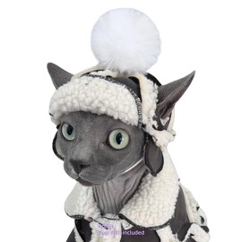 Cat Hats for Cats Only, Warm Cat‘s Beret Hat with Ear Holes, Pilot Cap Tiny Pets Party Costume, Cat Headwear Mini Hat SnugFit Sliding Toggles for Best Fit (Grey, Small (4-9.9 lbs))