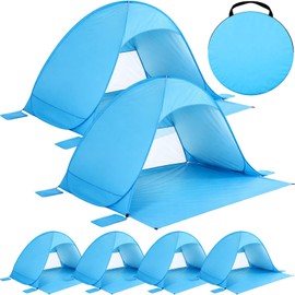 Chapou 6 Pack Beach Tents for 3-4 Person, Portable Pop Up Sun Shelter with UPF 50+ UV Protection, Water Resistant Beach Shade Canopy with Carry Bag and Stakes for Family Picnic, Camping, Outdoor Use