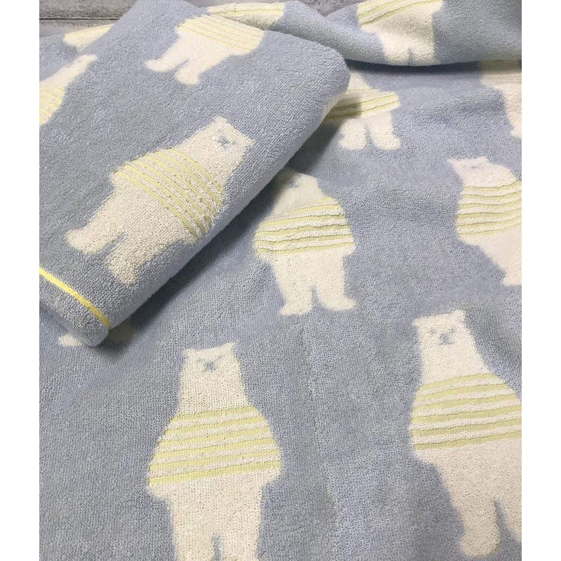 Imabari Towel, Cotton Face Towel, Set of 3, Border Bear
