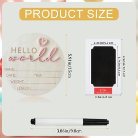 Hello World Baby Sign, Baby Announcement Plaque, Hello World, Wooden Hello World Newborn Sign, Baby Name Plaque for Nursery Hospital Girl Boy Baby Shower Photo Props ﻿