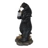 Rustic Black Bear Carrying Cub On Shoulder Statue Solar LED