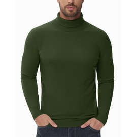 TACVASEN Men's Jumpers Lightweight Long Sleeve Turtle Neck Tops Sweater for Men Classic Pullover Sweatshirts Army Green,M