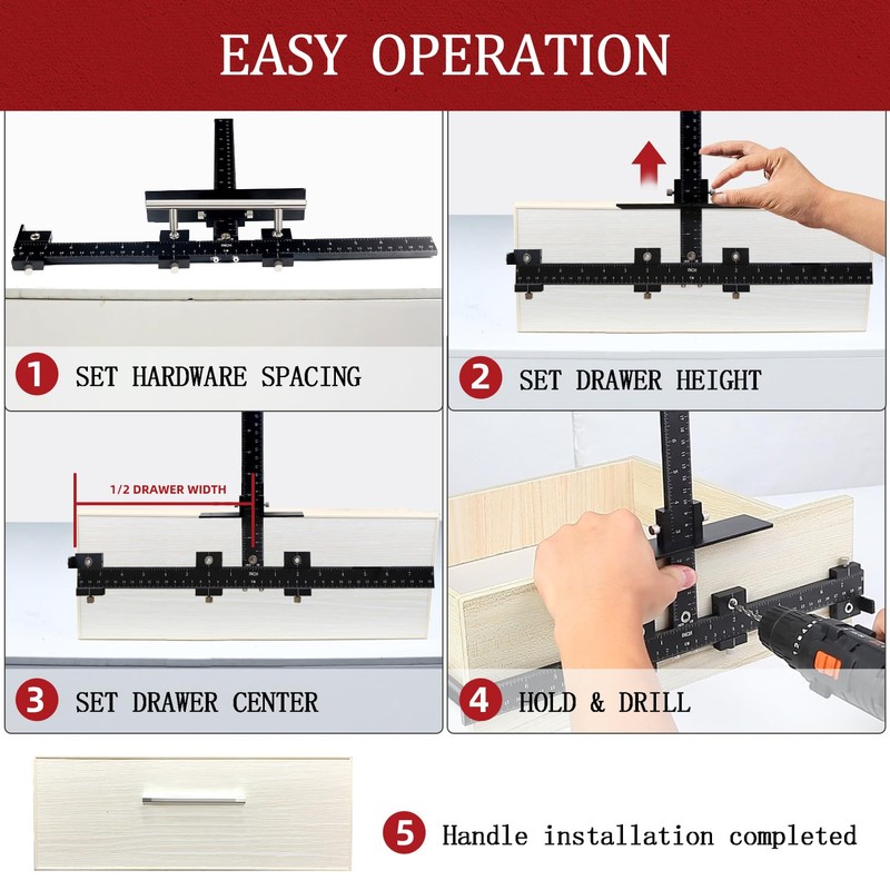 YYinno Cabinet Hardware Jig, Cabinet Handle Template Jig Tool Adjustable