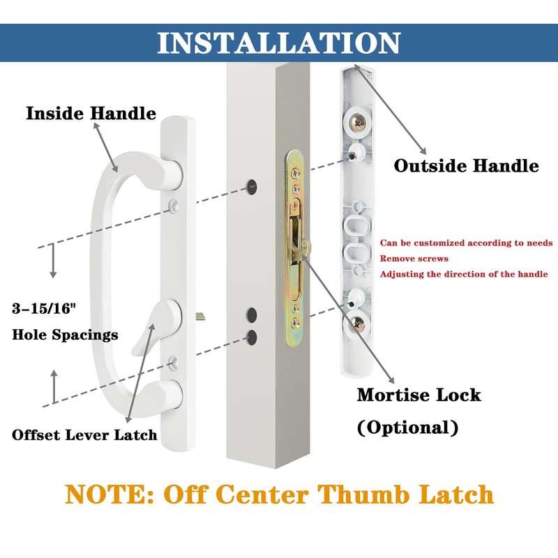 Sliding Patio Door Handle Replacement with Zinc Diecast I/E Pulls,