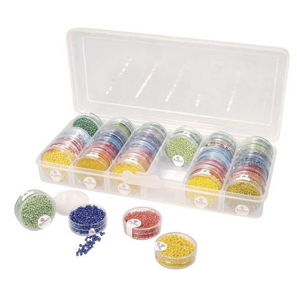 Rayher bead storage box for rocailles beads, craft storage organiser with adjustable compartments