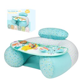 Blublu Park Baby Inflatable Seat with Cover for Babies 3-36 Months, Portable Baby Chair Sit Me Up Floor Seat with Detachable Activity Sensory Tray, Baby Seats for Sitting up, Green