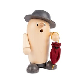 Holzwaren Egermann Smoker Figurine Rudi Wood with Red Umbrella Dimensions: Approx. 9 x 8 x 17 cm Made in Germany