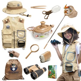 Kids Explorer Kit with Safari Vest, Hat & More - Kids Bug Catching Kit with Adventure Guide & Scavenger Hunt - Cute Dress-Up Zookeeper Costume & Safari Costume for 7-12 Year Old Boys Girls