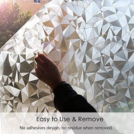 Niviy 3D No Glue Static Cling Window Films Privacy Cut Glass Window Sticker for Bathroom Office Kitchen Window Decor 41.2"x 314.9"