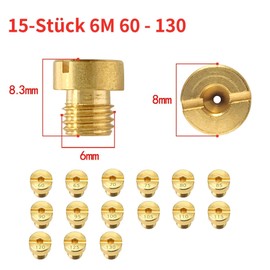 Alriedy 15 Piece Carburettor Nozzles, M6 Carburettor Nozzles Main Nozzle Set, 60 65 70 75 80 85 90 95 100 105 110 115 120 125 130, Mikuni Carburettor Nozzles, Nozzle Set, for Scooter Motorcycle Gear