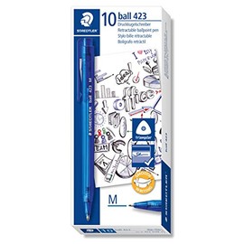 Staedtler 423 35M-3 Retractable Rainbow Ballpoint Pen, Medium, Blue, 10 Count (Pack of 1)