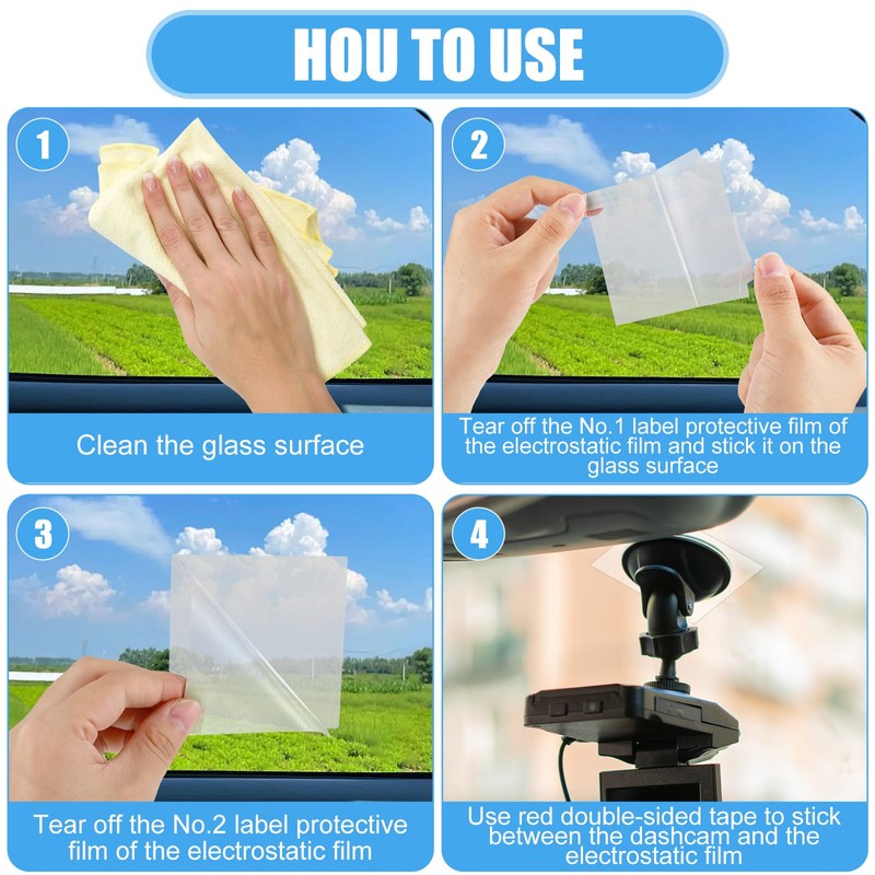 MBAIYO 8 Pcs Electrostatic Film for Dash Cam 8 Pcs