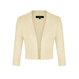 LADI TREND Womens Cardigan Open Front Elegant Dress Cardigans for Ladies Cropped Shrugs (Beige XXL)