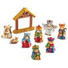 Collections Etc Hand-Painted 9-Piece Cat Christmas Nativity Scene Set