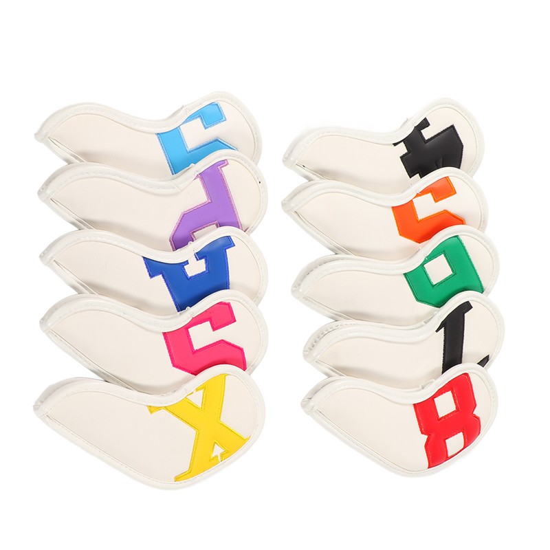 10pcs set PU Waterproof Golf Club Iron Cover Fine Sewing