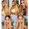 Weeybay Straight 4x4 Lace Front Wigs 1B/27 Black Root Honey