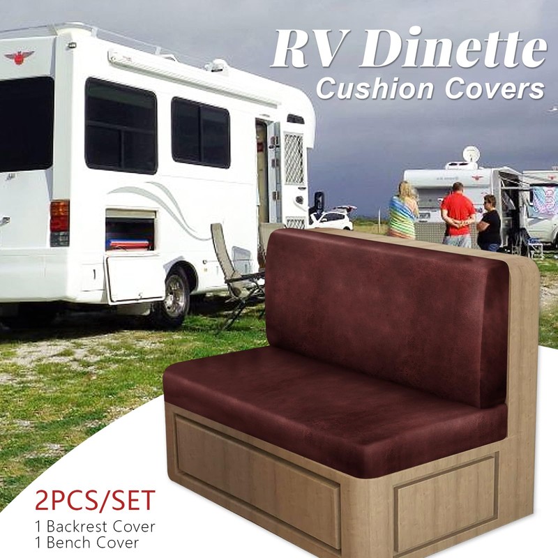 ANARACHON Leather Look RV Dinette Cushion Covers - Stretchable Camper