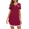 Vlazom Women's Nightdresses & Nightshirts Sexy Lace Trim Sleep Shirt