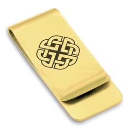 Comfort Zone Studios Stainless Steel Celtic Shield Knot Classic Slim Money Clip Credit Card Holder, Gold