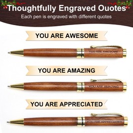 Renawe Luxury Wooden Pen Set Thank You Gifts for Women Men Friends Cool Teacher Boss Appreciation Gift for Female Coworkers Nice Engraved Pens Gifts Office Business Pens Work Employee Gratitude Gift