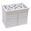 Jewelry Box for Women, Jewelry Organizer with Flower Carvings, Push-Pull