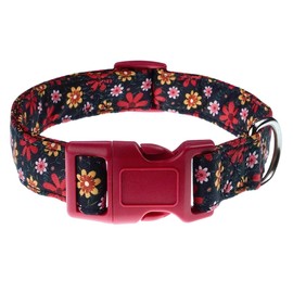 YLrank Dog Collar Flower Watermelon Pattern Adjustable, Soft and Comfortable Dog Collar for Small Medium Large Dogs Puppies Cats (Red Flower, S)
