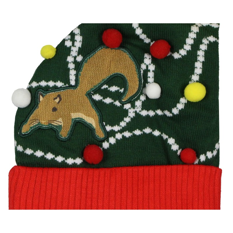 National Lampoon's Christmas Vacation Leaning Tree Squirrel Cuffed Pom Woven