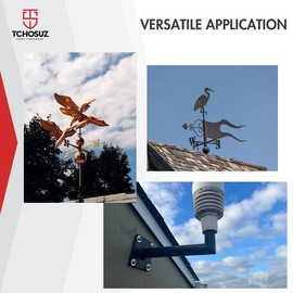 Weather Vane Roof Mount Bracket with Hardware, TCHOSUZ Heavy Duty Black TV Antenna Mounting, Eaves Weathervane Mounting Bracket for Roofs Cupola Antenna