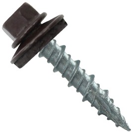 Metal Roofing Screws: (250) 10 x 1" Dark Brown Hex Head Sheet Metal Roof Screw. Self Starting Metal to Wood siding Screws. EPDM Washer. Colored Head