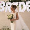 White Bride Balloons 40 inch with Ribbon Bows for Bridal