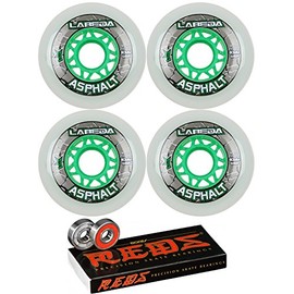 Labeda Asphalt Inline Roller Hockey Wheels 80mm White 83A 4-Pack Bones Reds