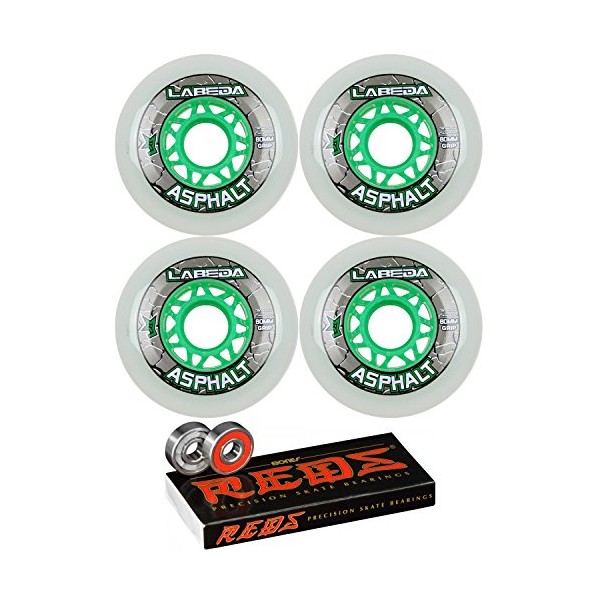 Labeda Asphalt Inline Roller Hockey Wheels 80mm White 83A 4-Pack