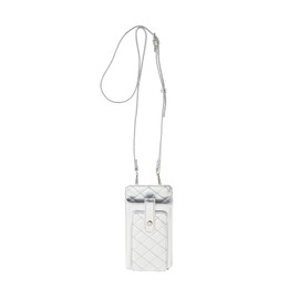 Diana KB5116 Shoulder Bag, Frill Shoulder, Feminine, 2-Way Quilting, Smartphone Shoulder, Silver Swoosh / Grey Tulle Shoulder