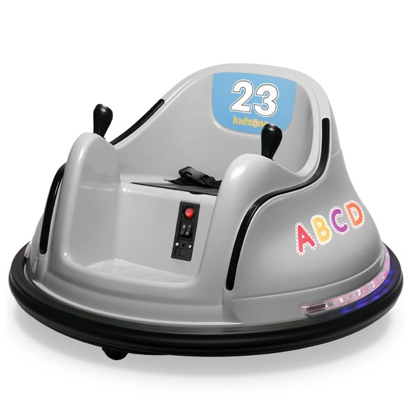 Kidzone 12V 2-Speeds Electric Ride On Bumper Car for Kids & Toddlers 1.5-5 Years Old, DIY Sticker Baby Bumping Toy Gifts W/Remote Control, LED Lights, Bluetooth & 360 Degree Spin, ASTM Certified