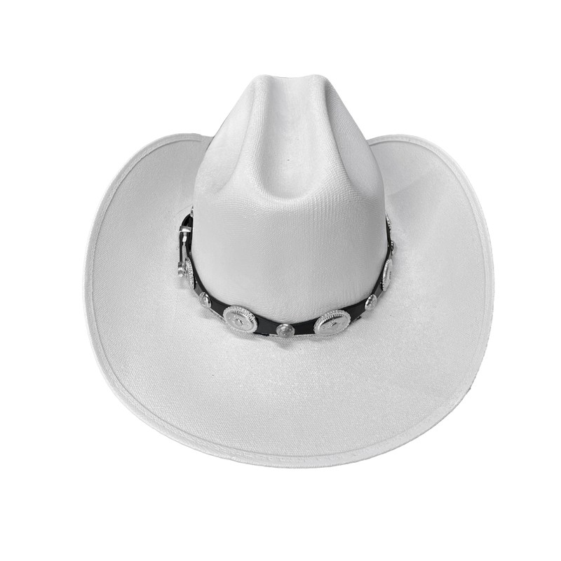 Rainbow Trimming Co. Western Hatband -Black Leather- Silver Conchos