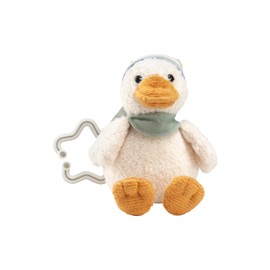 Toy Pendant Duck Edda Lou with Beanie Hat, Cuddly Toy with Hanging Star for Easy Attachment to Pram, Baby Seat or Playpen
