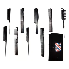 Globusman Estuche De Peines De Carbón Para Barbería/estética 9pzs