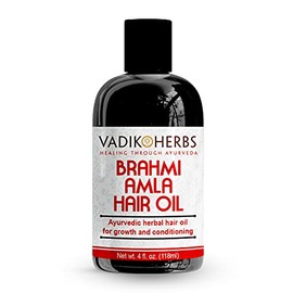 Brahmi-Amla Hair Oil (4oz) by Vadik Herbs | Promotes excellent hair growth and hair conditioning | all natural herbal solution for hair loss, thinning