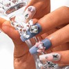 Sethexy Colourful Rhinestone Long Coffin False Nail 3D Crystal False